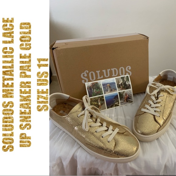 soludos gold sneakers